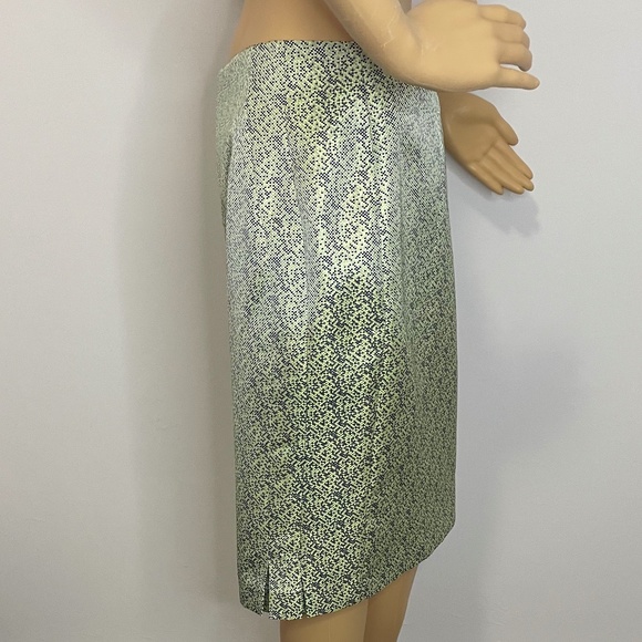 Gorgeous neon green navy gray tiny square jacquard pencil skirt with neon lining - Picture 13 of 13